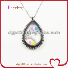 Stainless steel tear drop glass memory lockets